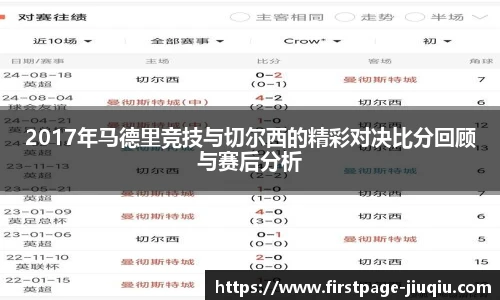 2017年马德里竞技与切尔西的精彩对决比分回顾与赛后分析
